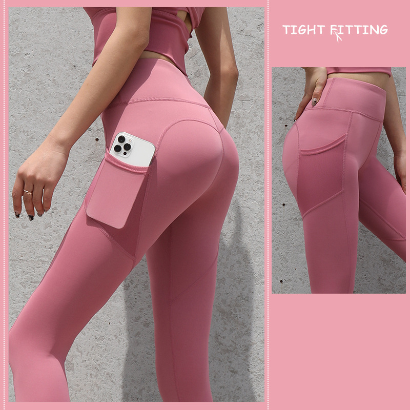 Gym Sport Seamless Leggings With Pockets Push Up High Waist Pants - Beuti-Ful