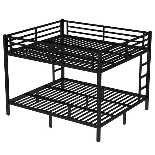 Metal California King Over California King Bunk Bed Space-Saving Noise Reduced No Box Spring Needed, Black