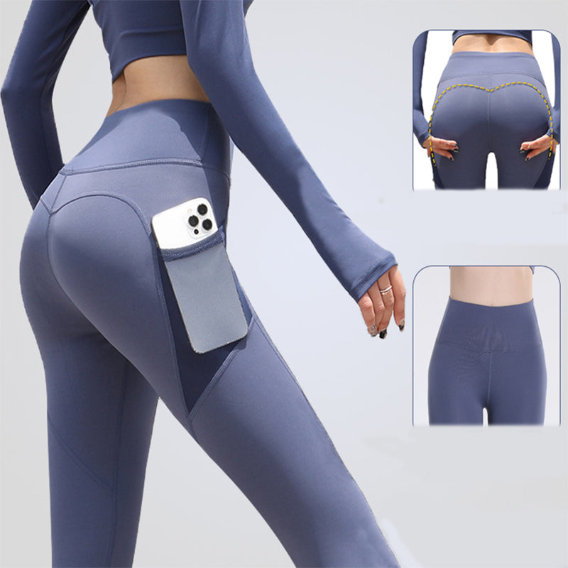 Gym Sport Seamless Leggings With Pockets Push Up High Waist Pants - Beuti-Ful