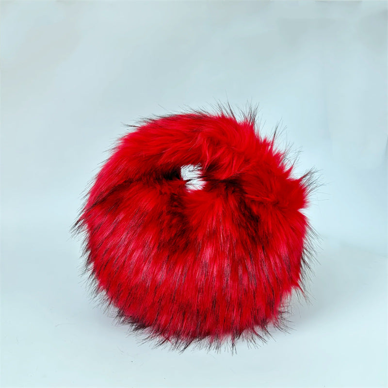 Artificial Raccoon Fur Ball Bag Plush Unique Punk Style Y2g - Beuti-Ful