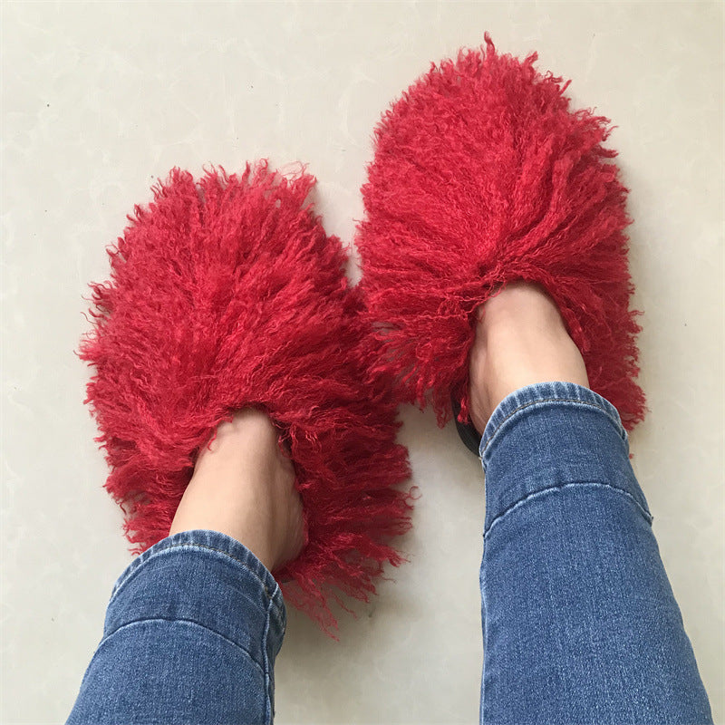 Imitation Tan Sheep Maomao Warm Women's Cotton Slippers Snow Boots - Beuti-Ful