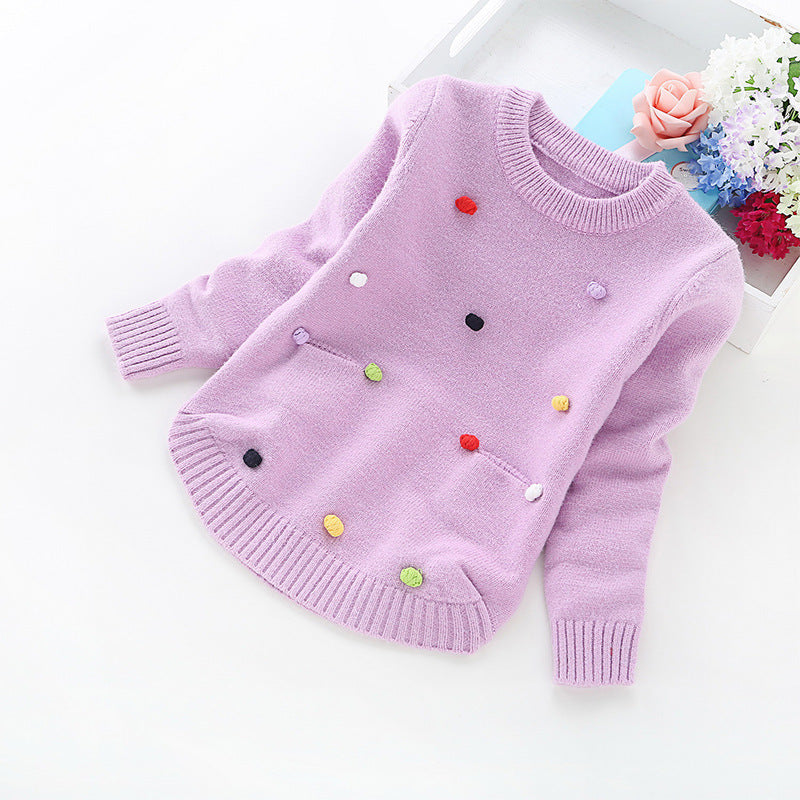 Girls' Round Neck Sweater Kids Korean Version - Beuti-Ful