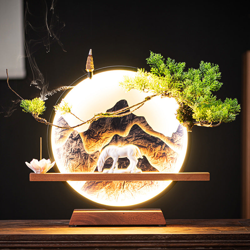 Lamp Circle Backflow Incense Ceramic Horse Ornament - Beuti-Ful