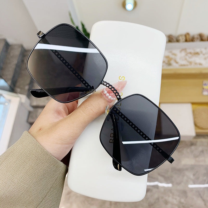 Large Frame Frame Hollow Glasses Leg Sunglasses