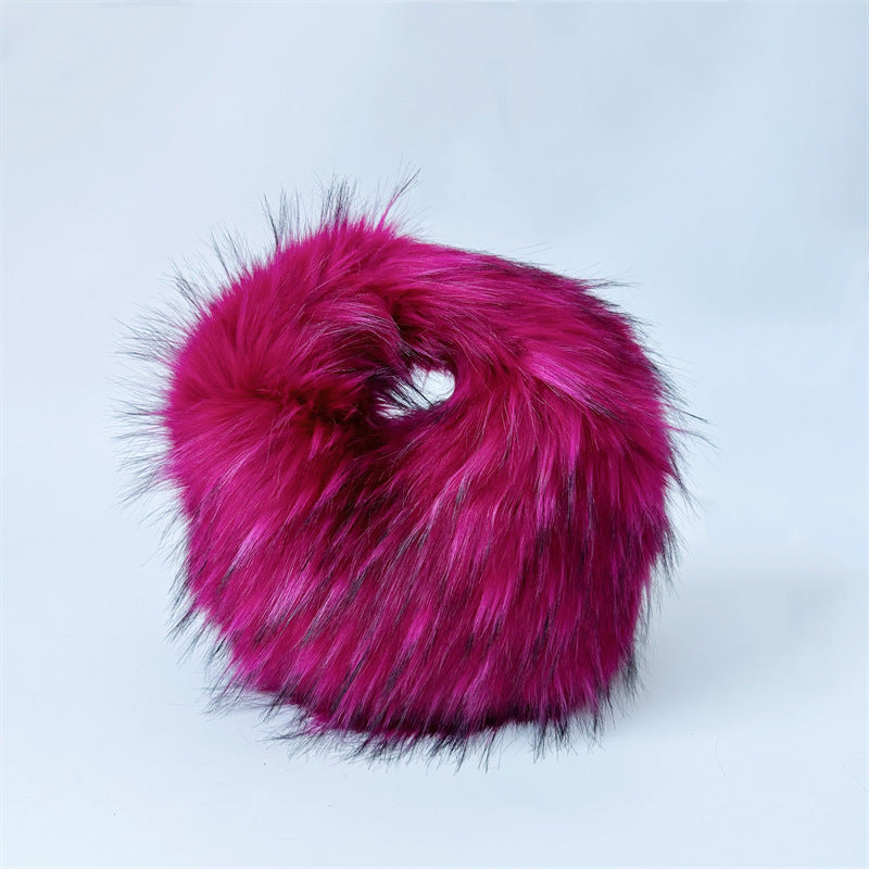 Artificial Raccoon Fur Ball Bag Plush Unique Punk Style Y2g - Beuti-Ful
