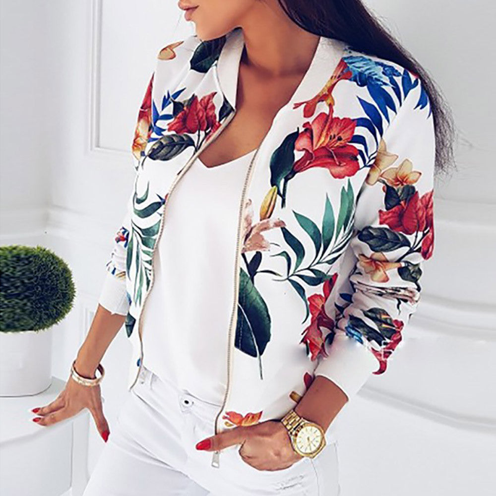 Printed long sleeve short coat baseball suit - Beuti-Ful