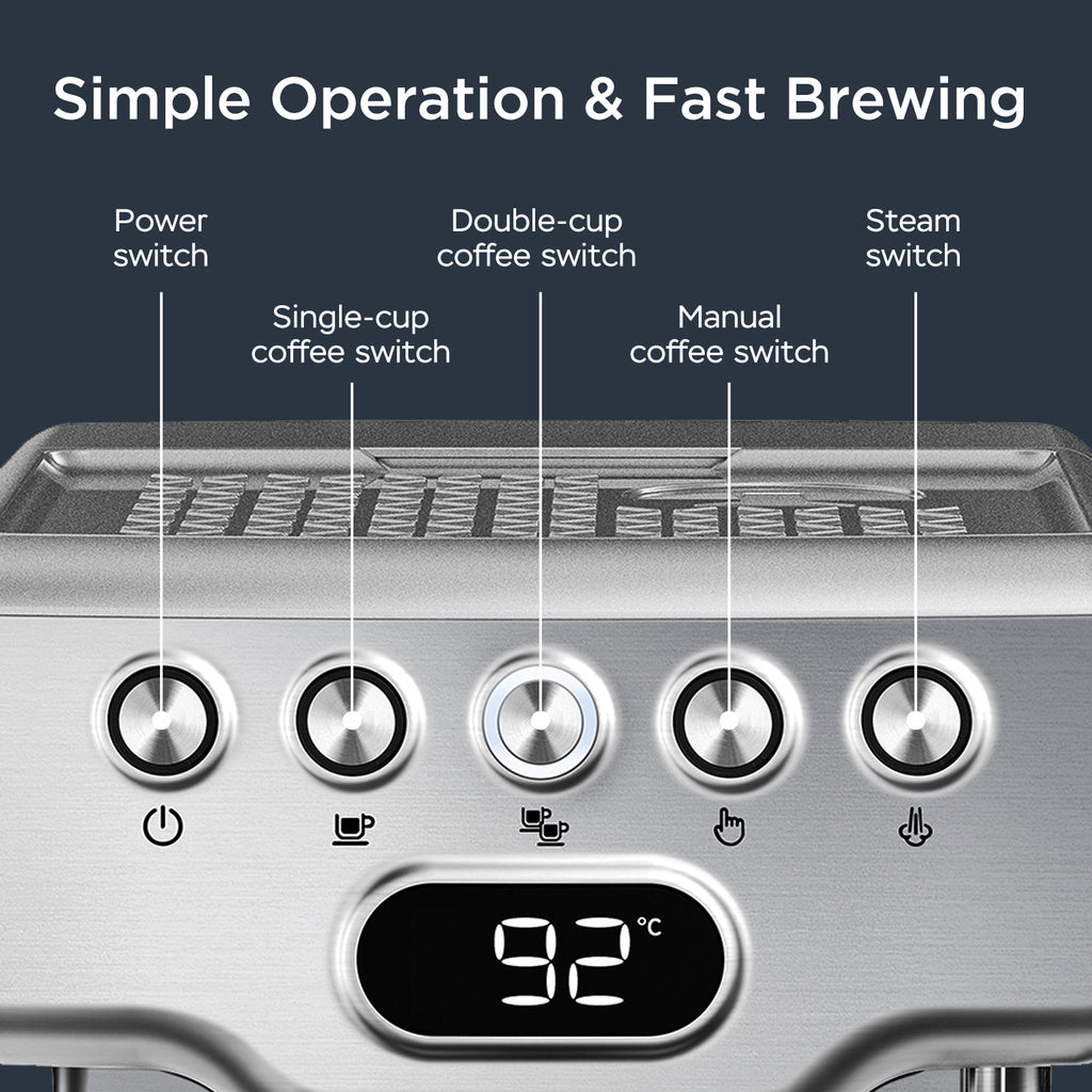 Espresso Machine, 20 Bar Espresso Machine With Milk Frother For Latte, Cappuccino, Macchiato - Beuti-Ful