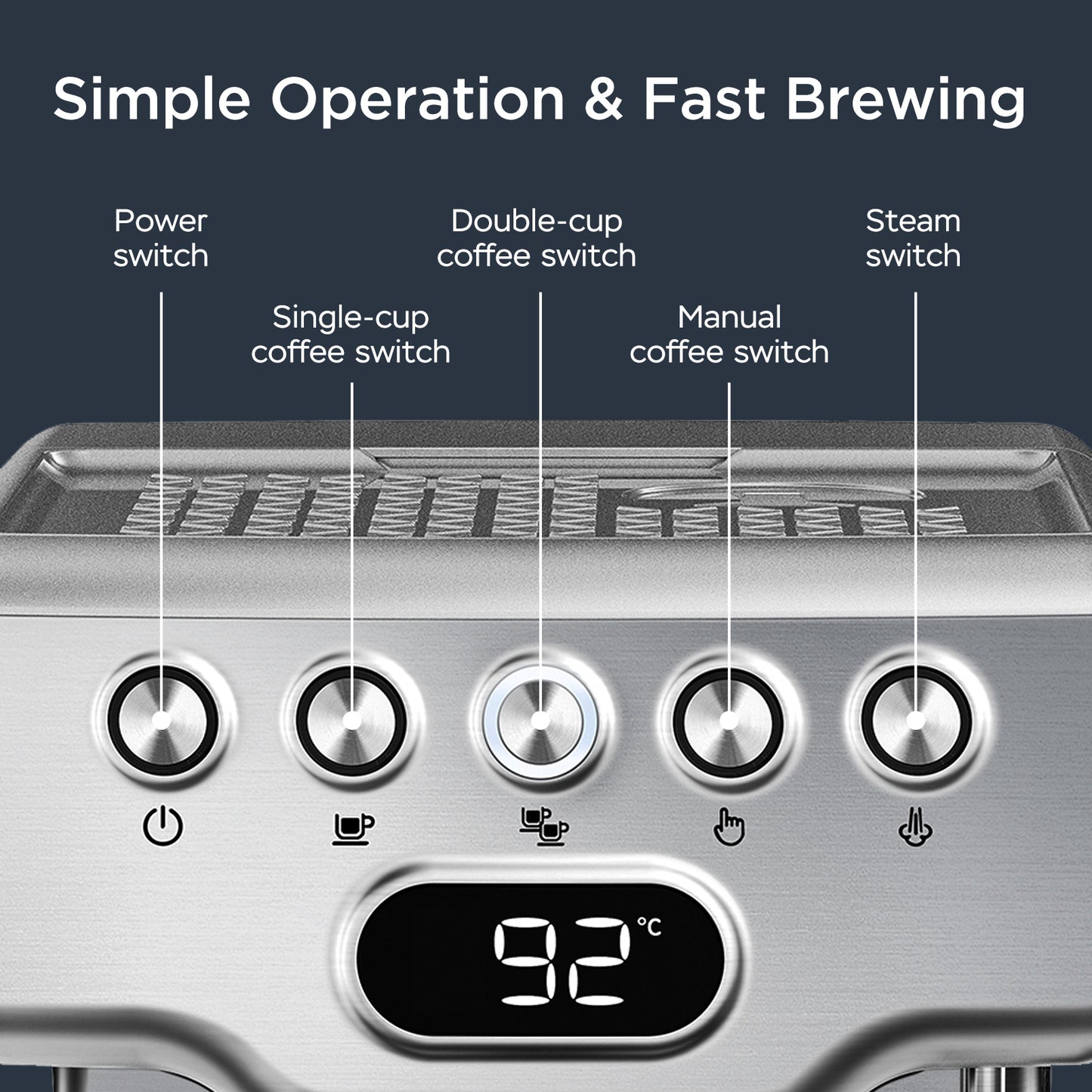 Espresso Machine, 20 Bar Espresso Machine With Milk Frother For Latte, Cappuccino, Macchiato