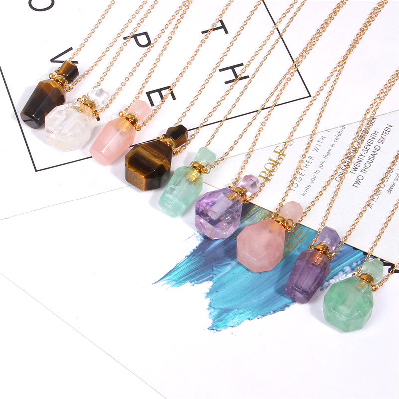 Perfume bottle crystal pendant necklace - Beuti-Ful