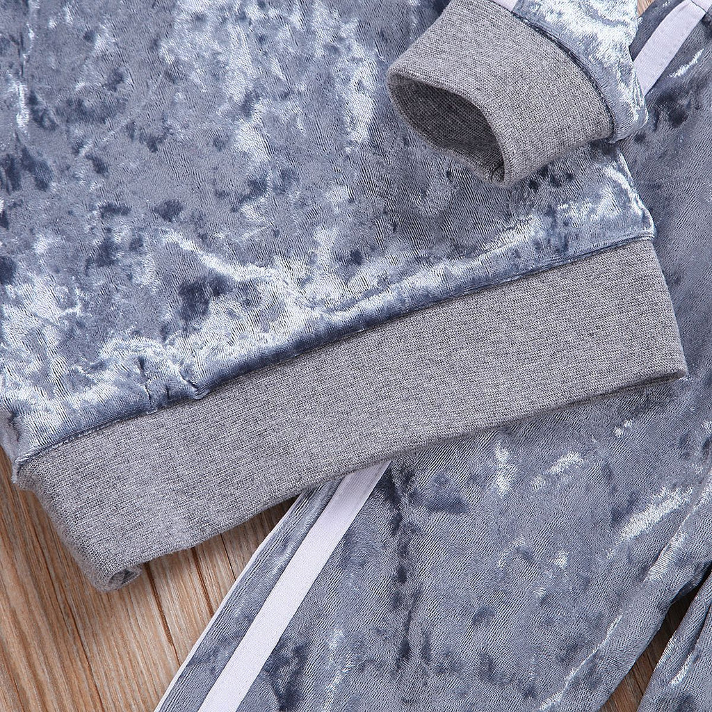 O-Neck Long Sleeve Gold Velvet Sweatshirt Trousers set - Beuti-Ful