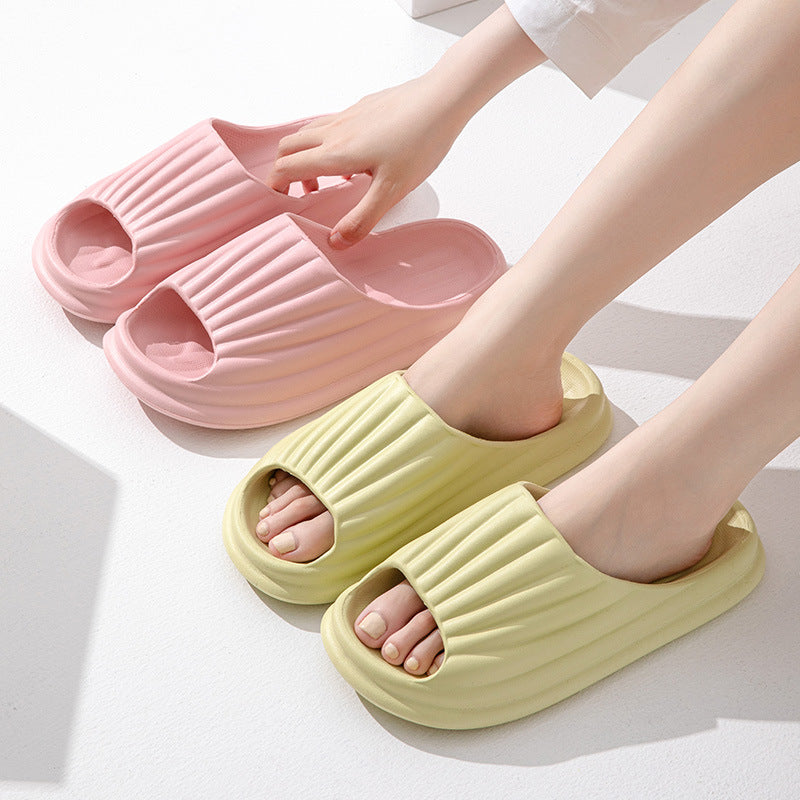 Slippers Women Men New Solid Striped Peep-toe Shoes - Beuti-Ful