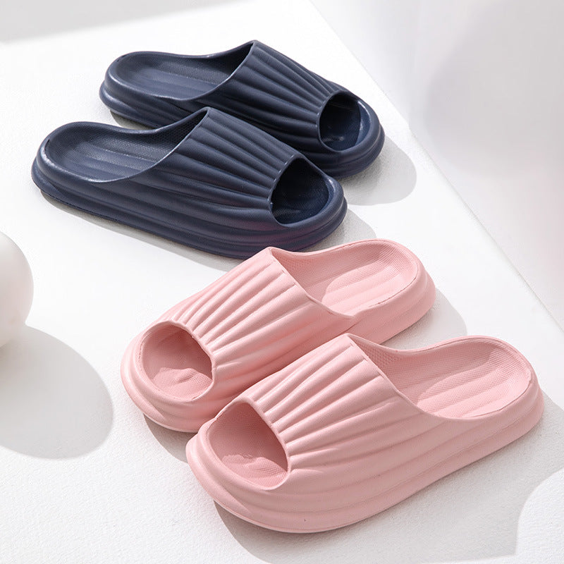 Slippers Women Men New Solid Striped Peep-toe Shoes - Beuti-Ful