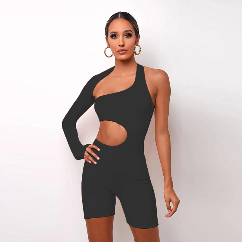 Women Tight Fitness Yoga Suits Off Shoulder Tops And Shorts Tops 2pcs Set - Beuti-Ful