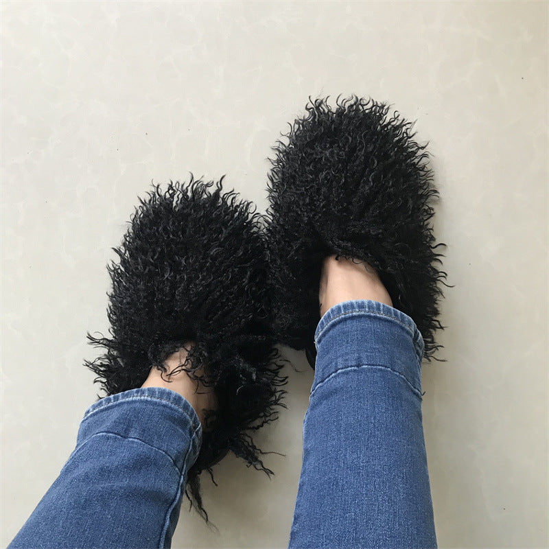 Imitation Tan Sheep Maomao Warm Women's Cotton Slippers Snow Boots - Beuti-Ful