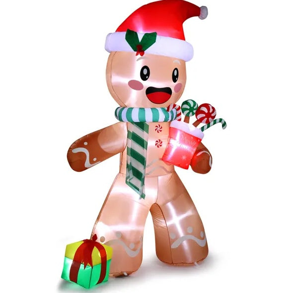 7.9 FT Lighted Christmas Inflatable Decoration, Inflatable Gingerbread Man Outdoor Decoration - Beuti-Ful