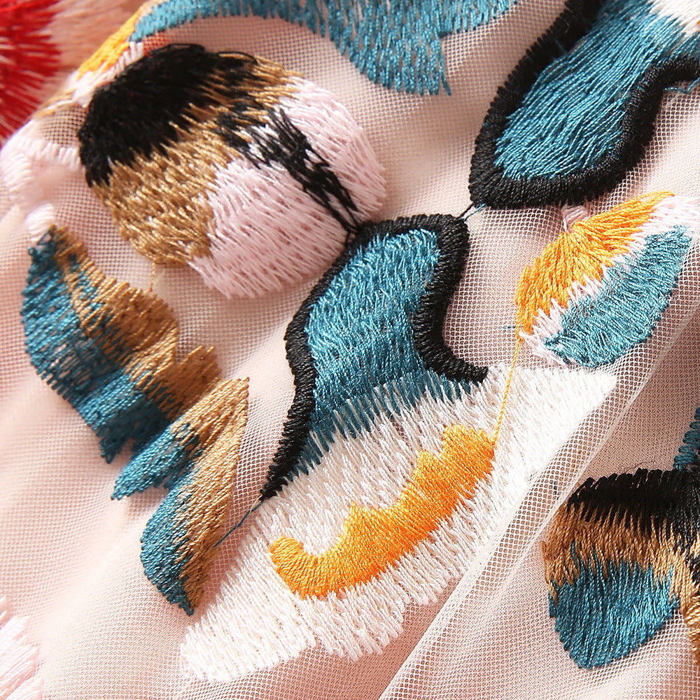 Circle Embroidered Mesh Fashion Dress Women - Beuti-Ful