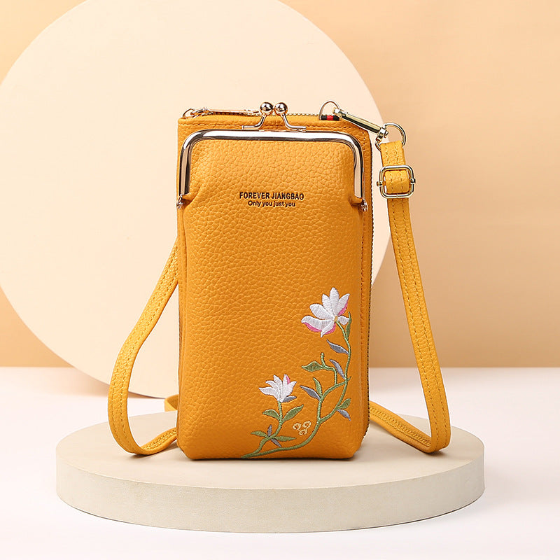 Fashion Litchi Embroidery Crossbody Shoulder Bag purse