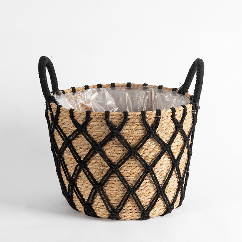 Flower Stand Rattan Living Room Home Flower Basket Flower Pot Straw Woven Floor-standing Decorations - Beuti-Ful