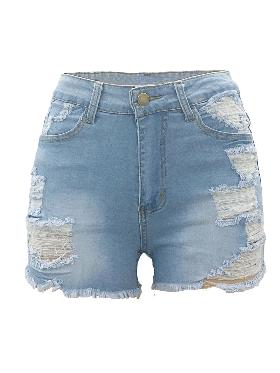 High Elastic Ripped Jeans Denim Shorts For Women - Beuti-Ful