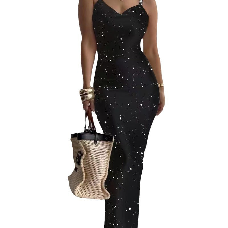 Women's White Suspender Slim Fit Skinny Long Dress - Beuti-Ful