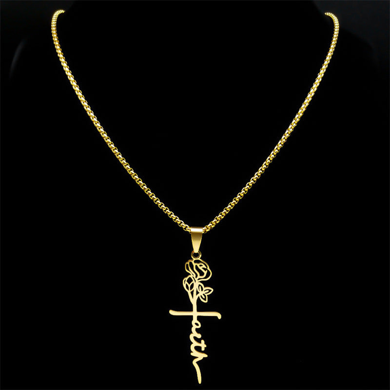 Cross Rose Necklace 18K Gold - Beuti-Ful