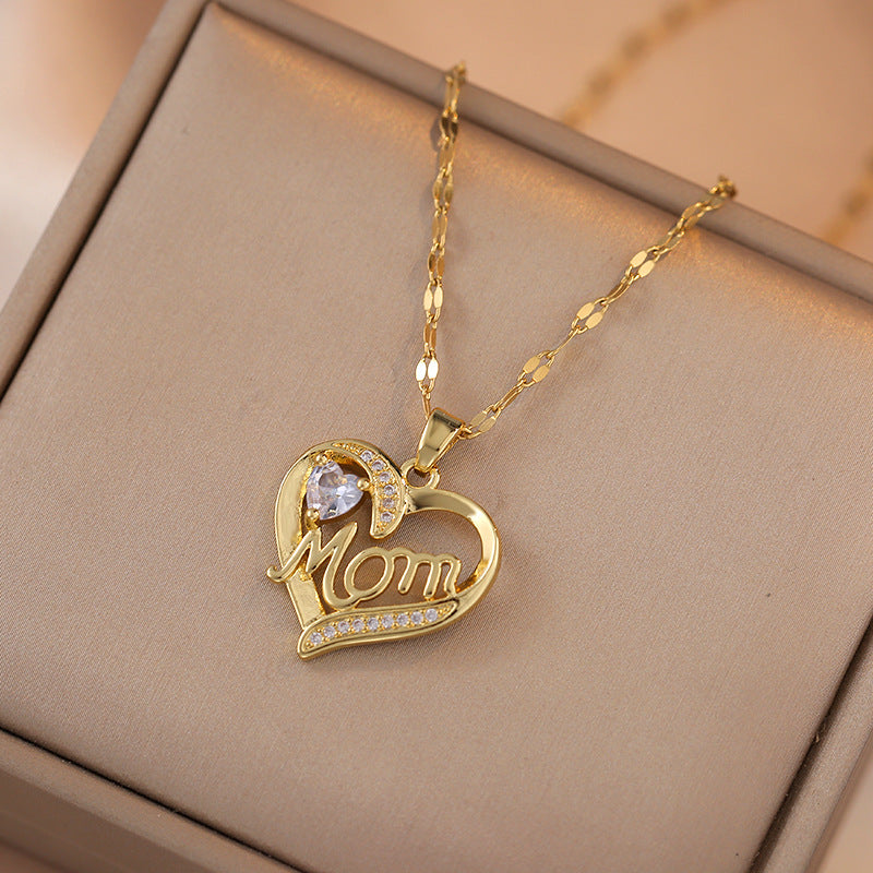 Necklace Female With Hearts Mom Pendant Letters - Beuti-Ful