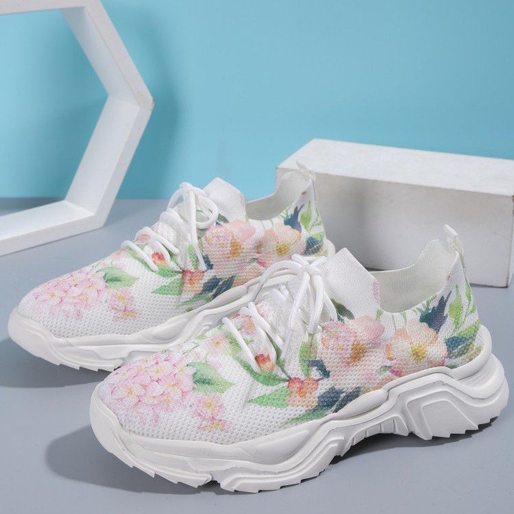Casual Flower Sports Shoes Women Flat Bottom - Beuti-Ful