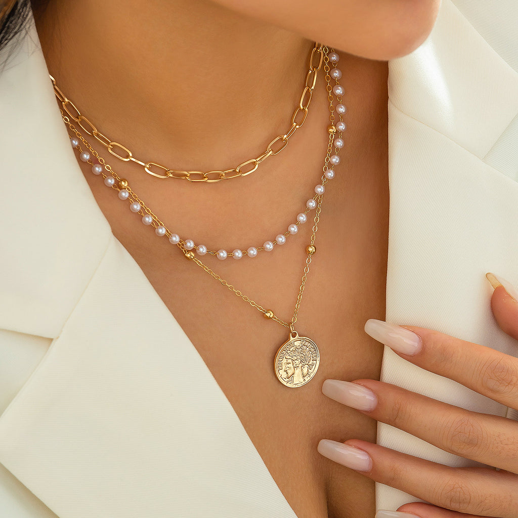 Twin Long Pearl Necklace Retro Cold - Beuti-Ful