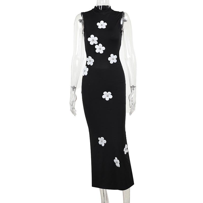 Flower Small Turtleneck Dress Female - Beuti-Ful