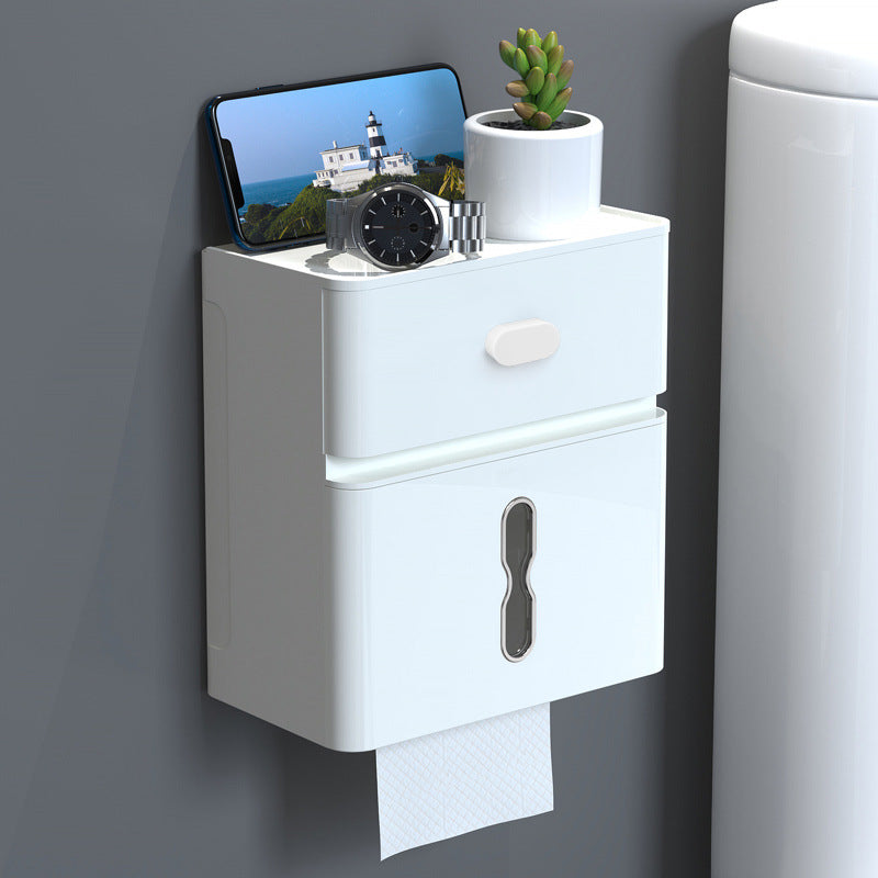 Toilet Tissue Punch-free Wall-mounted Double-layer Waterproof Storage Box