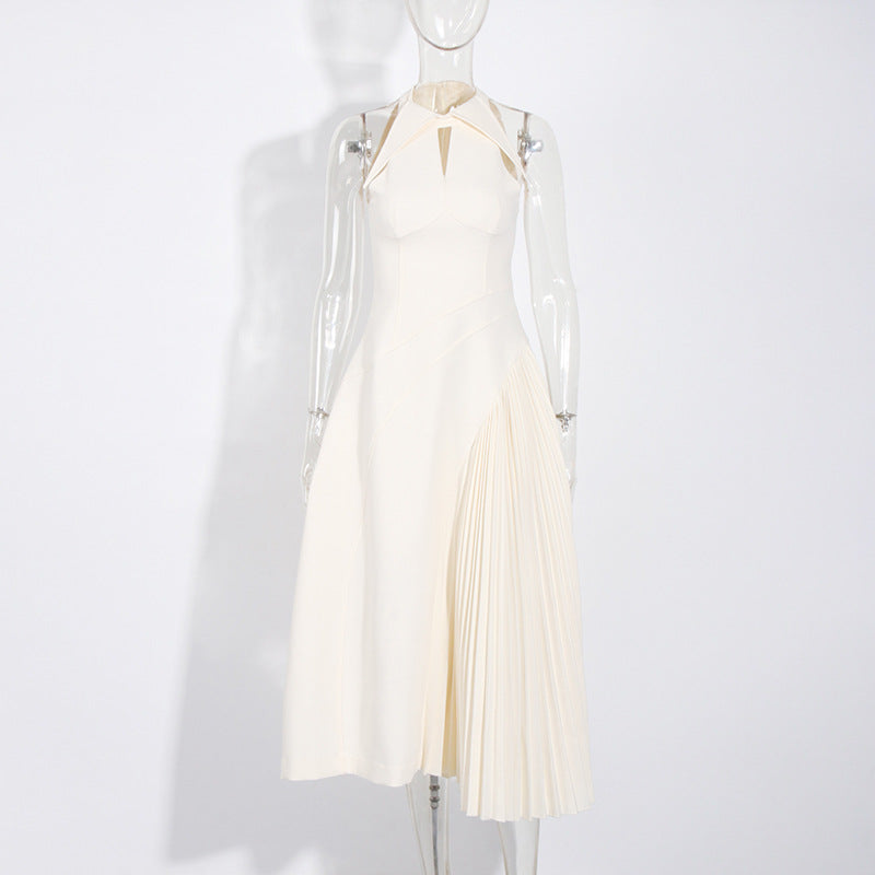 Fashion Women Pleated Patchwork Long Dress