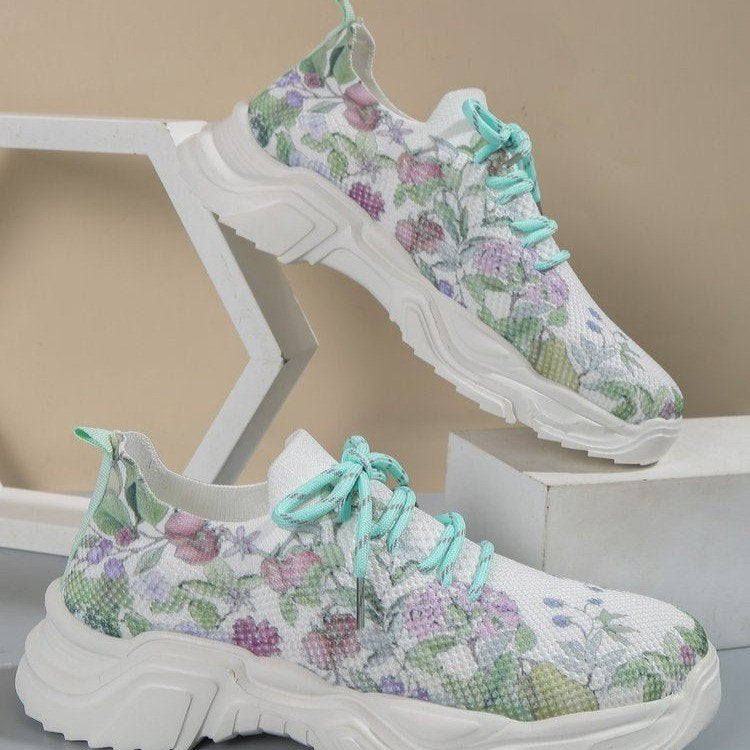 Casual Flower Sports Shoes Women Flat Bottom - Beuti-Ful