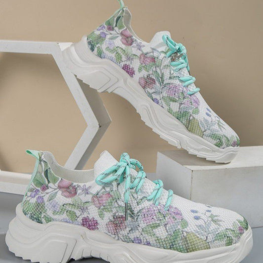 Casual Flower Sports Shoes Women Flat Bottom