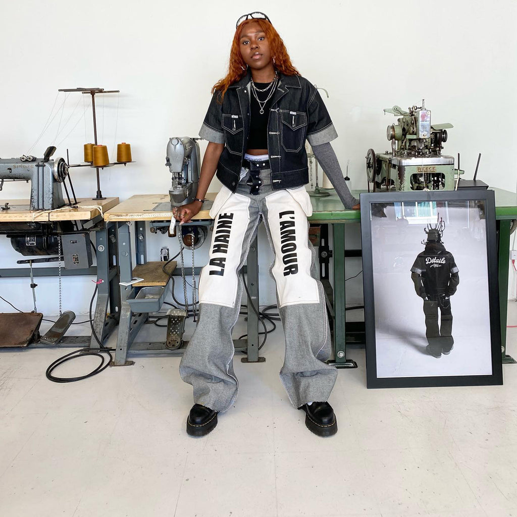 Letter Patch Splicing All-matching Long Pants - Beuti-Ful