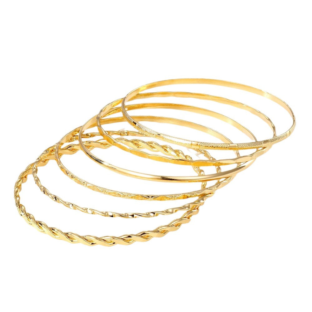 Bohemian Metal Chain Bracelet Set For Women Geometric Gold Color Thick Link Chain Open Bangle Female Fashion Jewelry - Beuti-Ful