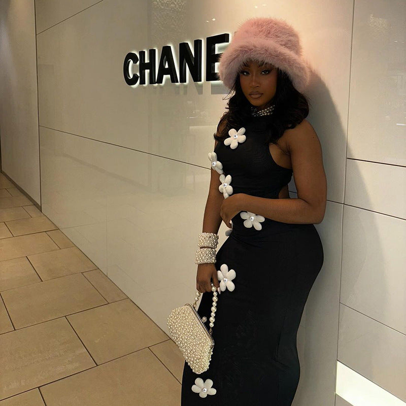 Flower Small Turtleneck Dress Female - Beuti-Ful