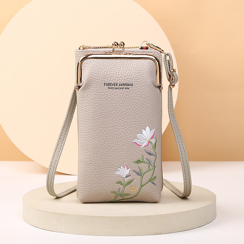 Fashion Litchi Embroidery Crossbody Shoulder Bag purse