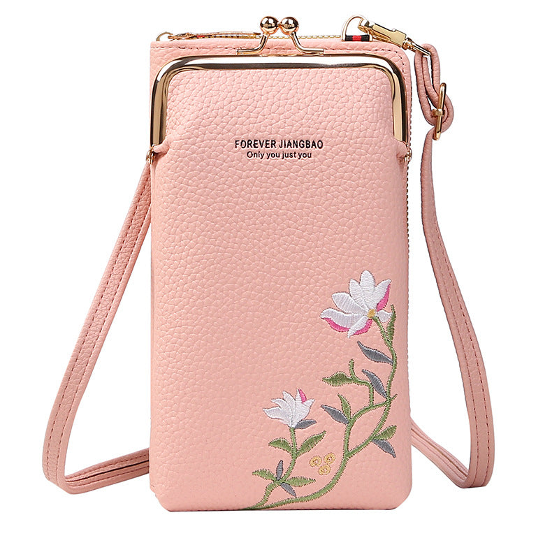 Fashion Litchi Embroidery Crossbody Shoulder Bag purse