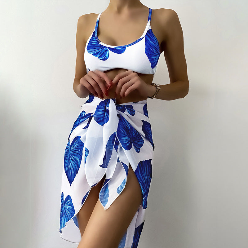 Bikini Printed Three-piece Set Swimsuit For Women - Beuti-Ful