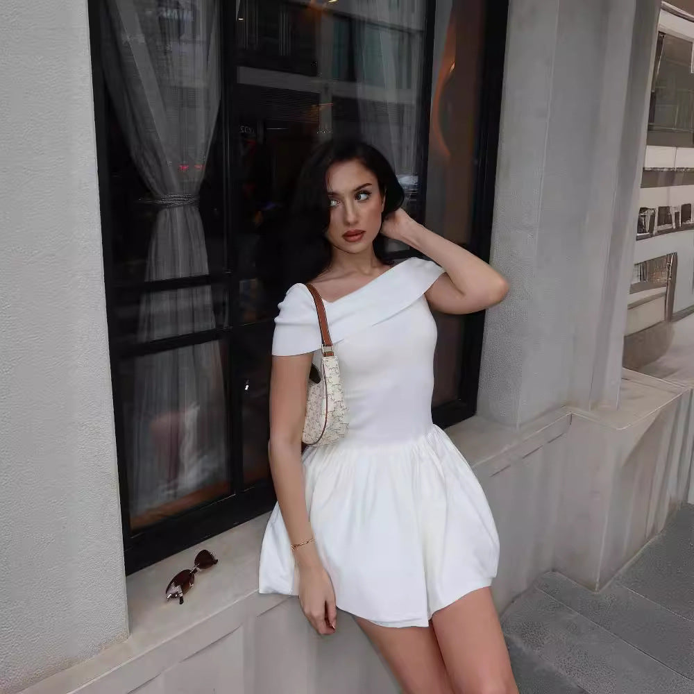 Beach Holiday Sexy Dress Knitted Hollow-out Off Collar - Beuti-Ful