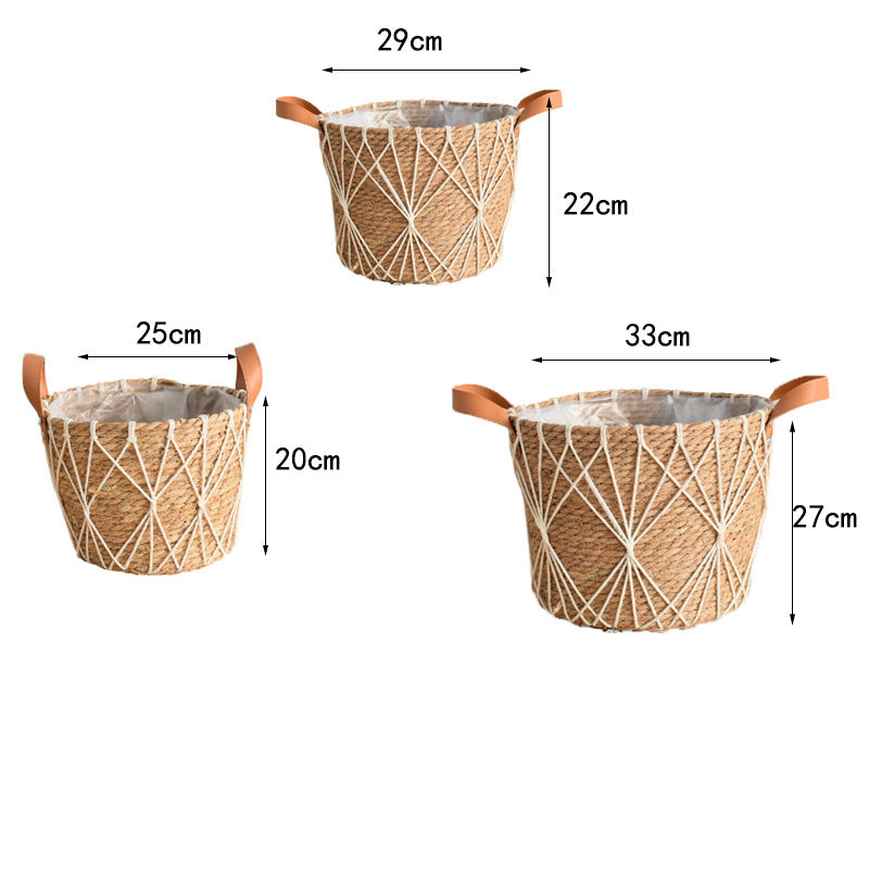 Flower Stand Rattan Living Room Home Flower Basket Flower Pot Straw Woven Floor-standing Decorations