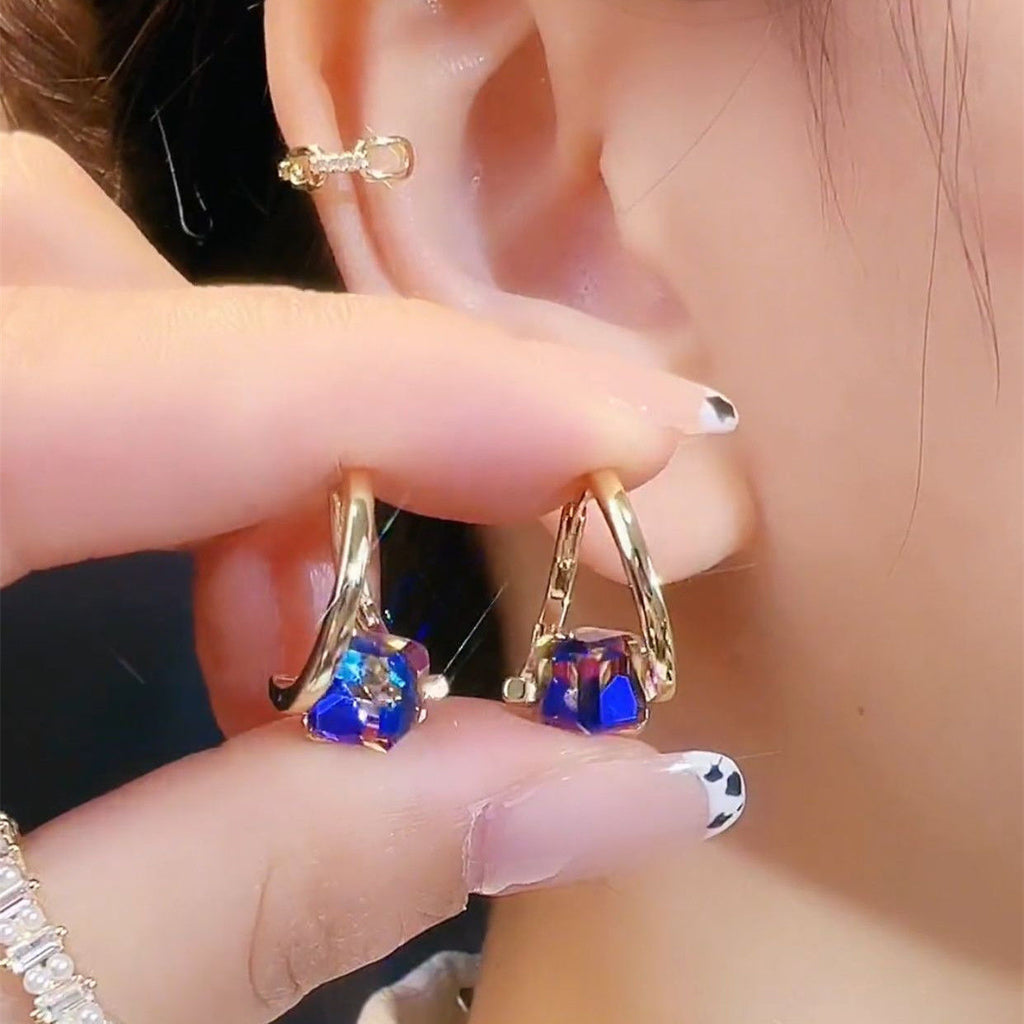 Colorful Crystal Blue Carat Ear Clip Women - Beuti-Ful