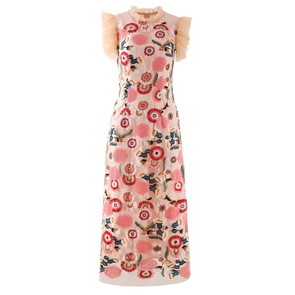 Circle Embroidered Mesh Fashion Dress Women - Beuti-Ful