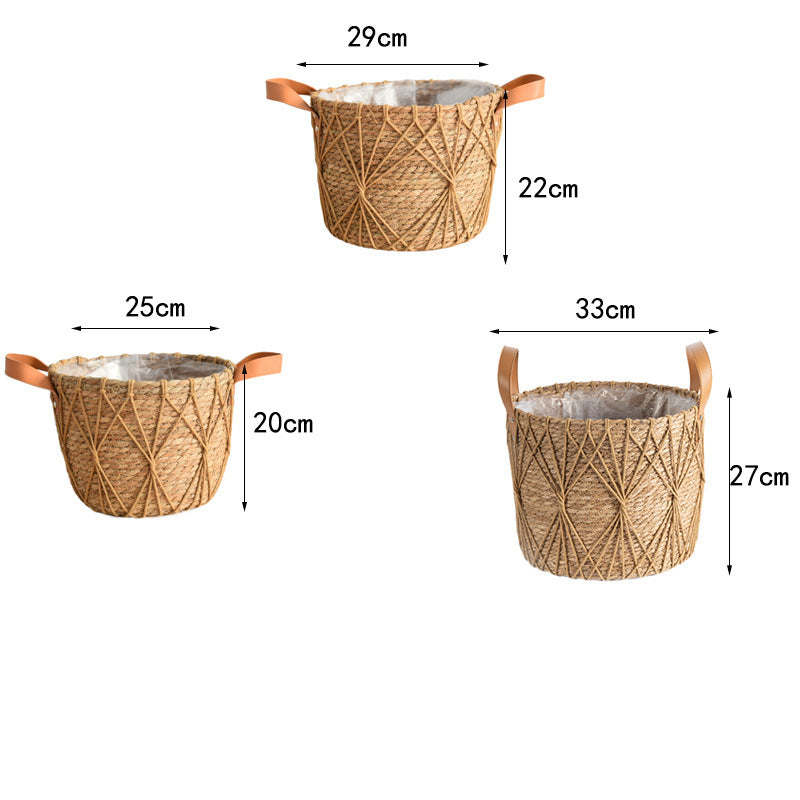 Flower Stand Rattan Living Room Home Flower Basket Flower Pot Straw Woven Floor-standing Decorations