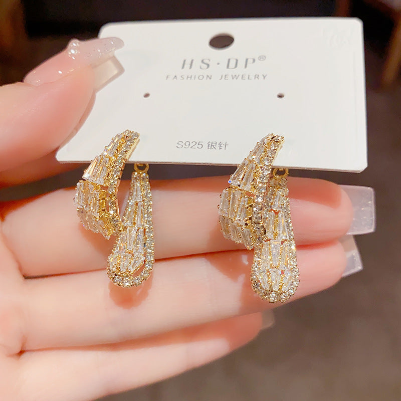 Korean Style Refined Grace Fashion Zircon Earrings Front And Rear Wear - Beuti-Ful