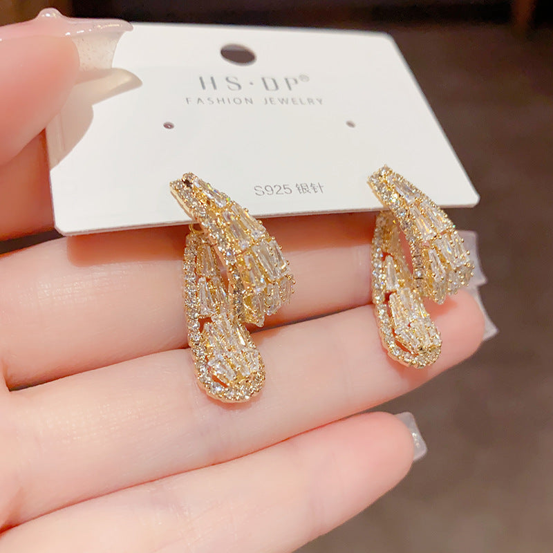 Korean Style Refined Grace Fashion Zircon Earrings Front And Rear Wear - Beuti-Ful