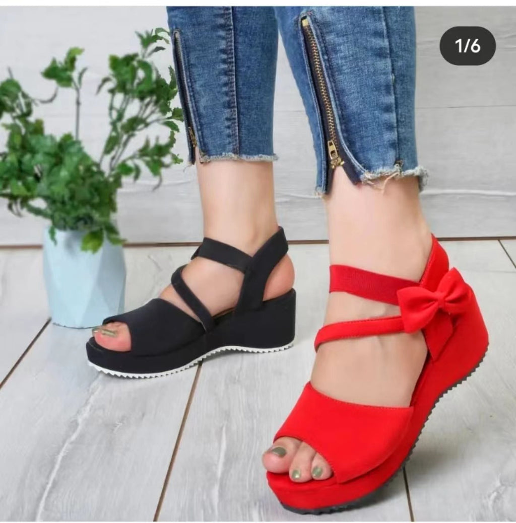 Plus Size Suede Wedge Peep Toe Sandals For Women - Beuti-Ful