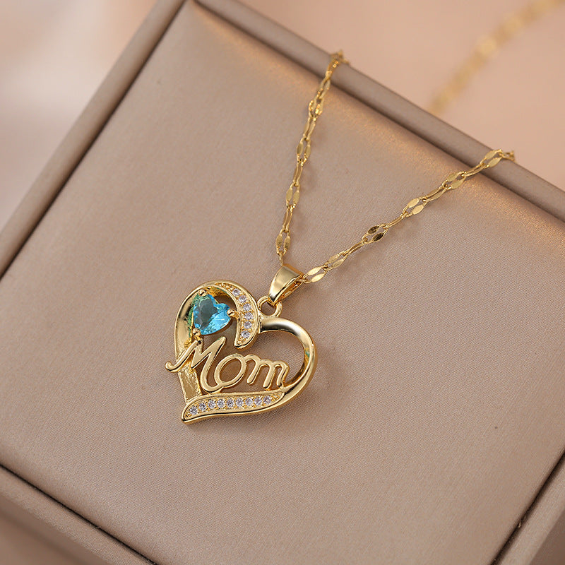 Necklace Female With Hearts Mom Pendant Letters - Beuti-Ful