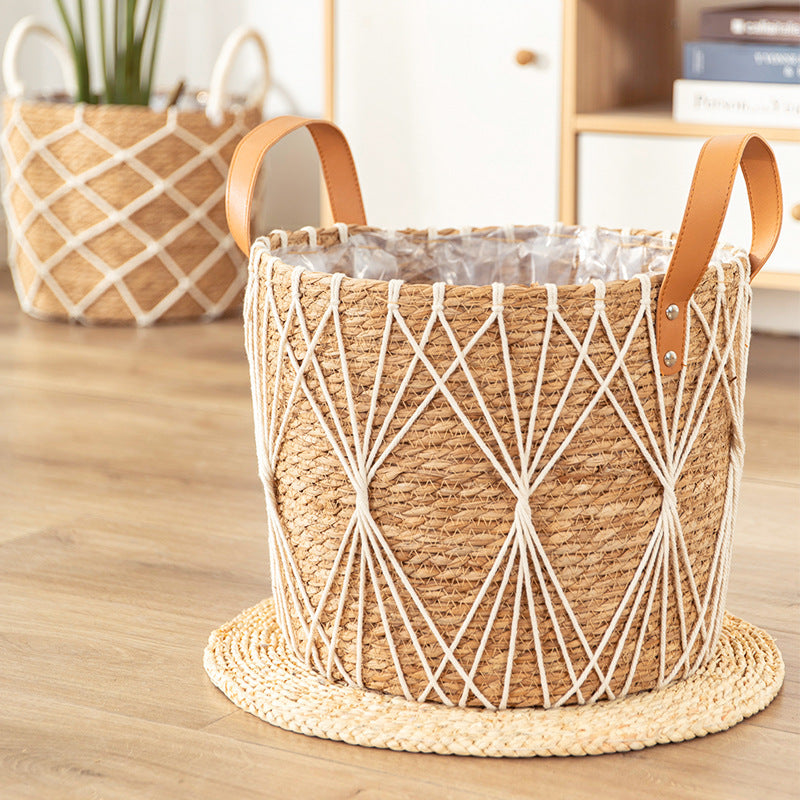 Flower Stand Rattan Living Room Home Flower Basket Flower Pot Straw Woven Floor-standing Decorations - Beuti-Ful