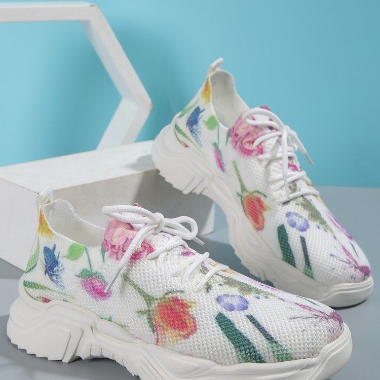 Lässige Blumen-Sportschuhe für Damen mit flachem Boden